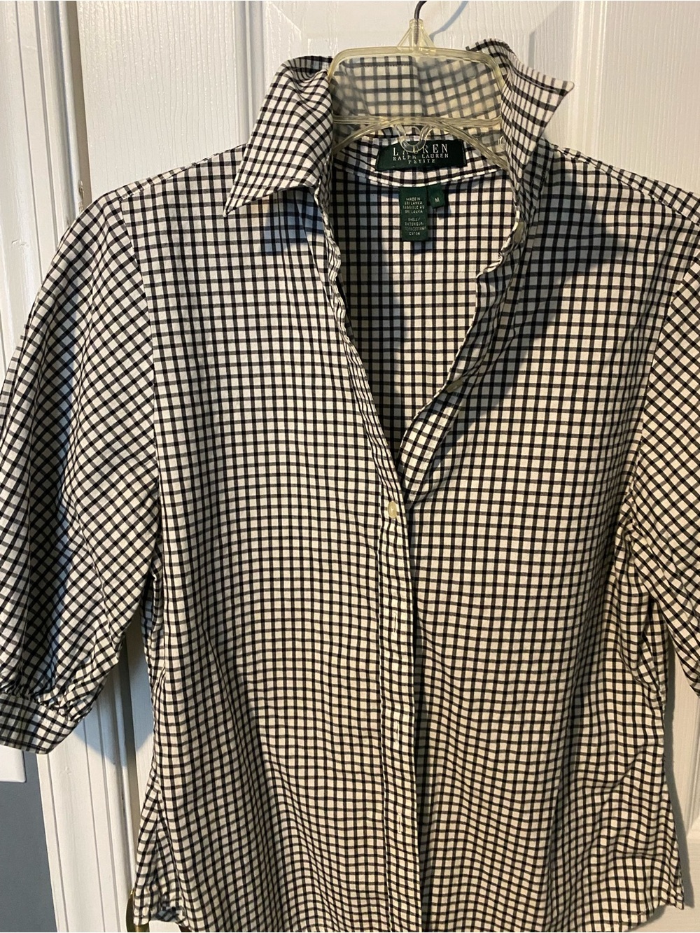 Lauren Ralph Lauren Black and White Checked Button-Down Shirt